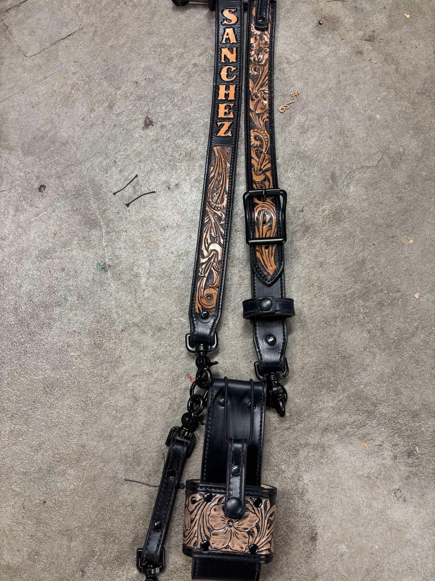 Floral Tooled Radio Strap