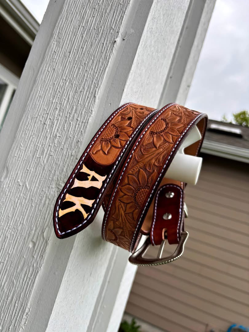 Sunflower tooled belt