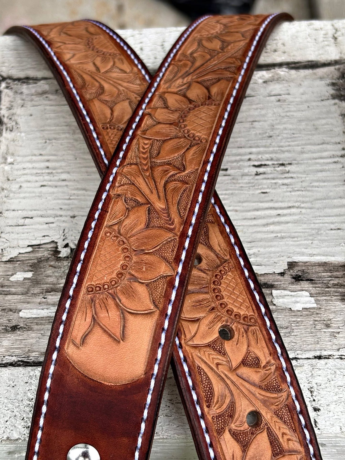Sunflower tooled belt