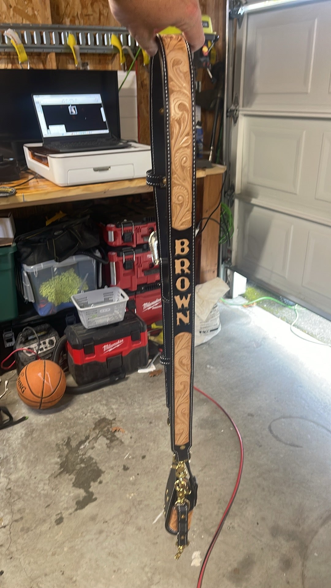 Floral Tooled Radio Strap