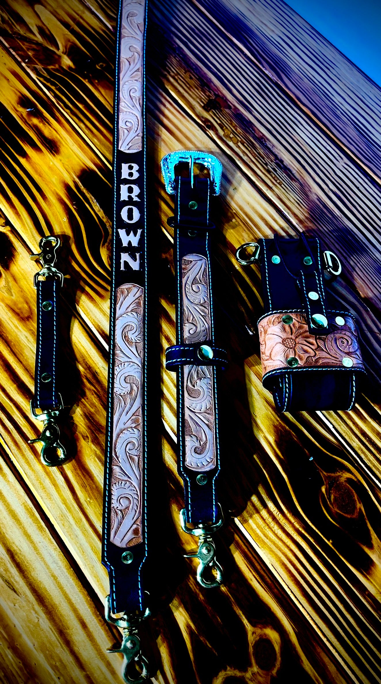 Floral Tooled Radio Strap