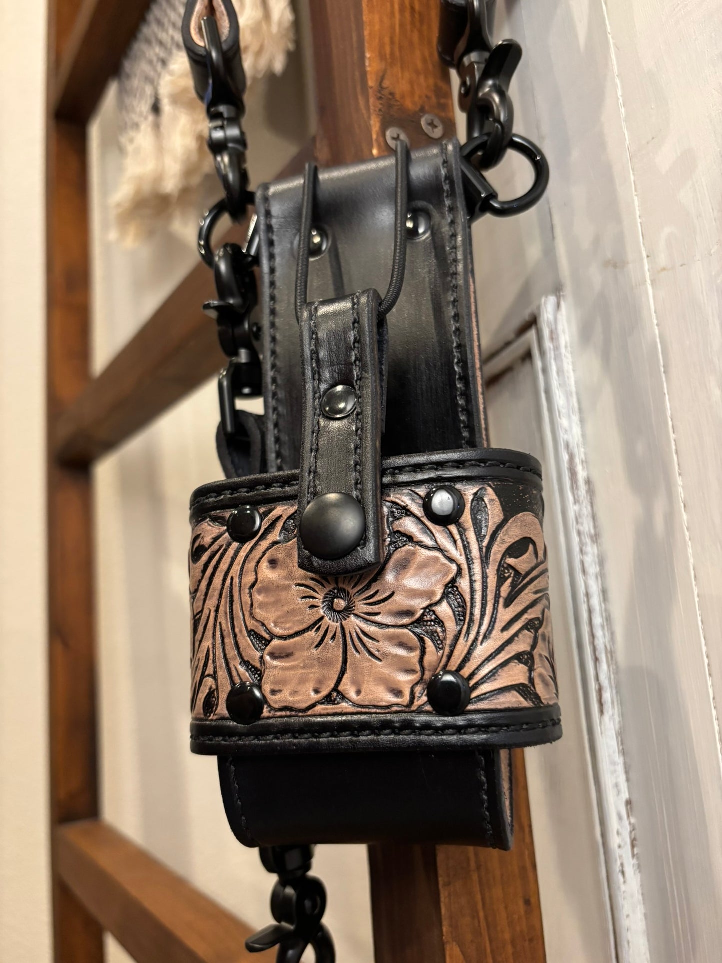 Floral Tooled Radio Strap