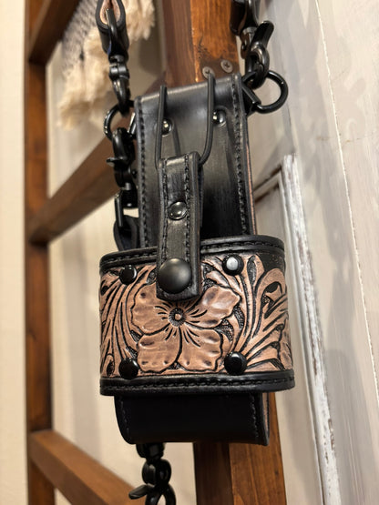 Floral Tooled Radio Strap