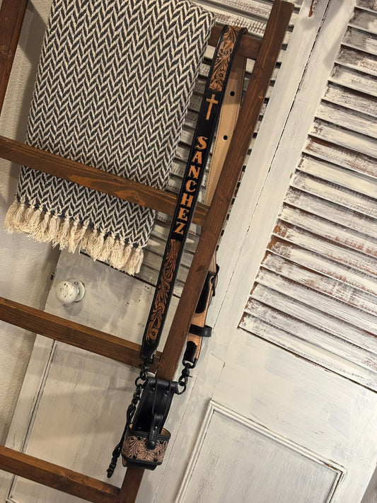 Floral Tooled Radio Strap