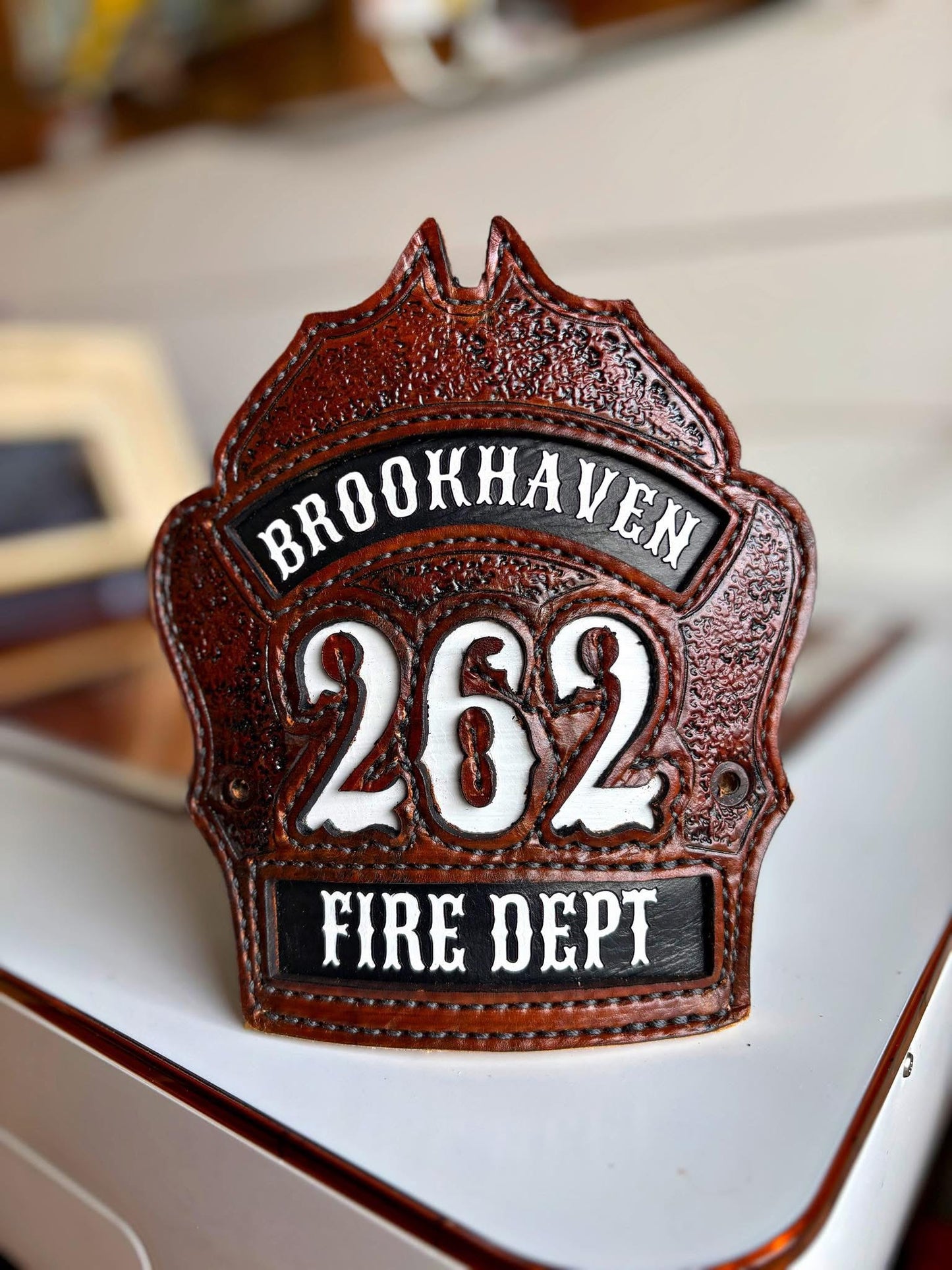 Custom Leather Helmet Shield